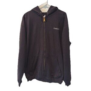 Carhartt Black Mid-Weight Full-Zip Hoodie Jacket Embroidered Logo Y2K Size XL